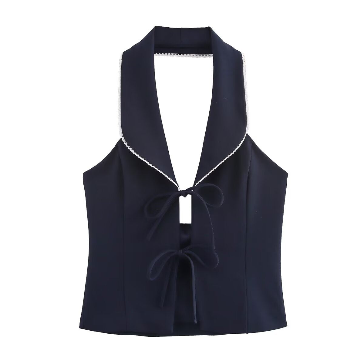 Damen ärmelloses Blusenshirt mit eleganter Schleifenoptik Sovae