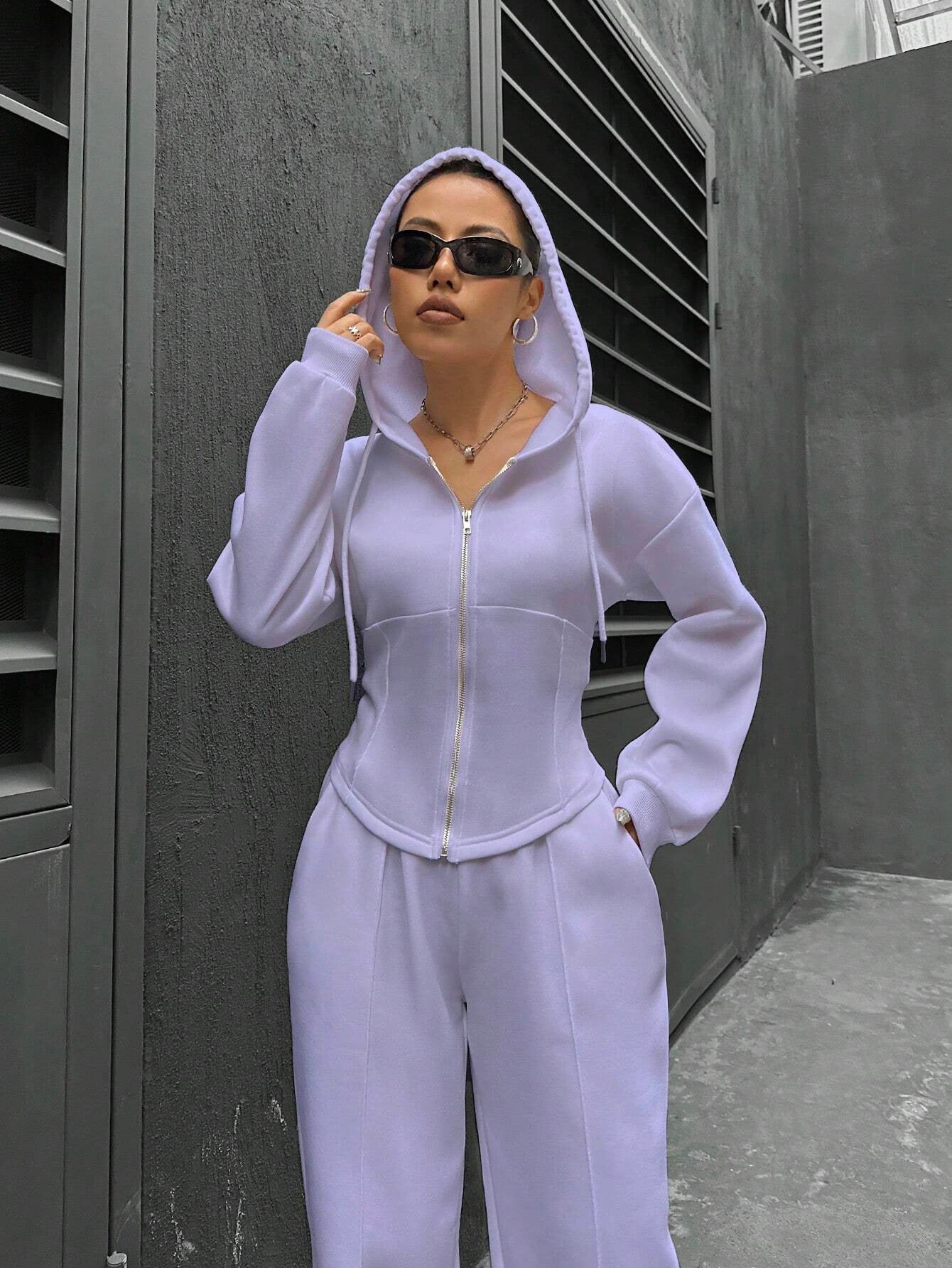 Damen modischer Zip-Hoodie mit tailliertem Schnitt Sovae