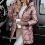 Damen Sportliche Daunenjacke mit Kapuze und Reißverschluss Sovae