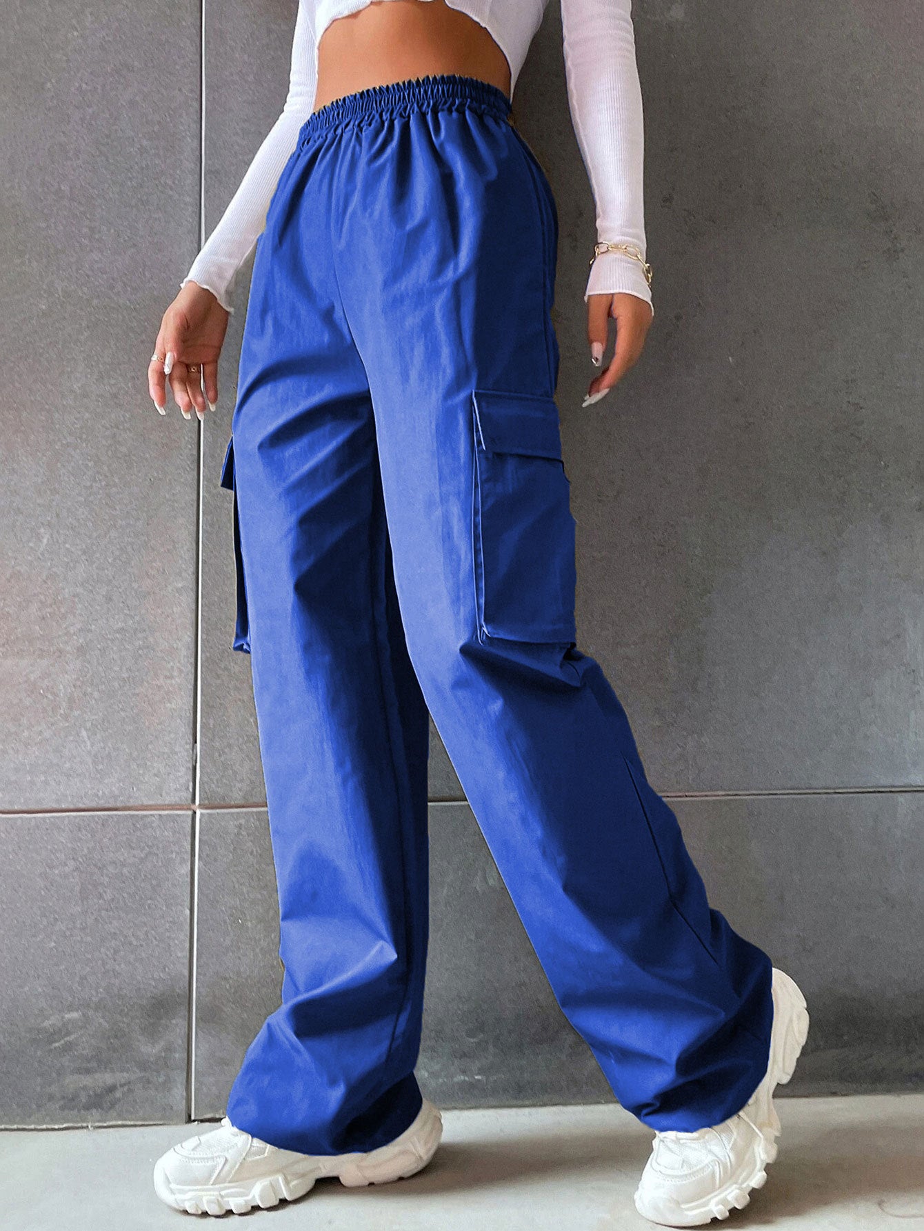 Damen Cargo-Hose mit seitlichen Taschen und elastischem Bund Sovae