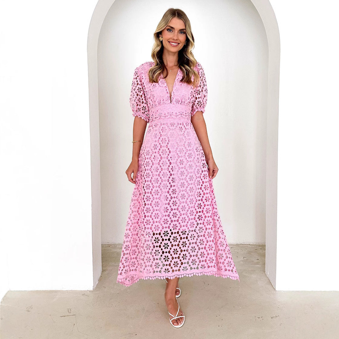 Damen Spitzen-Maxikleid Sovae