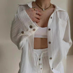 Damen lässige Strukturierte Hemdbluse Sovae