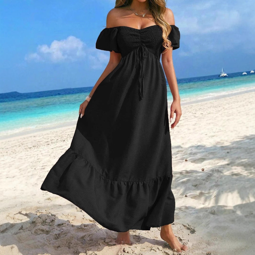 Damen Maxikleid mit schulterfreier Silhouette Sovae