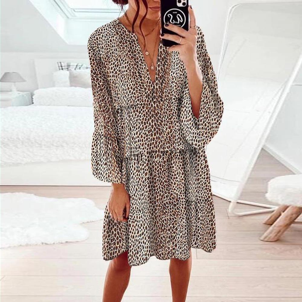 Damen luftiges Midi-Kleid mit tierischem Muster Sovae