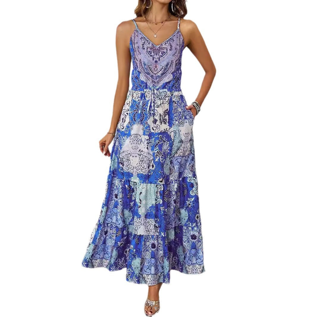 Damen luftiges Maxikleid mit raffinierten Volants Sovae