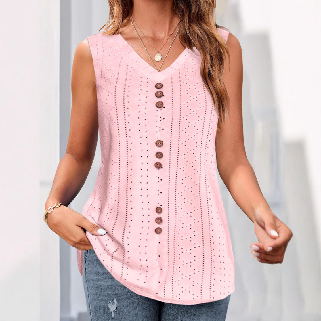 Damen Sommerliche V-Ausschnitt Bluse Sovae