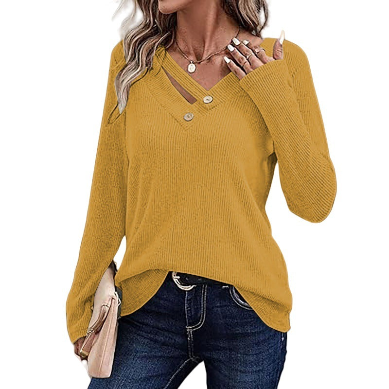 Damen Langarmshirt mit Knopfdetails Sovae