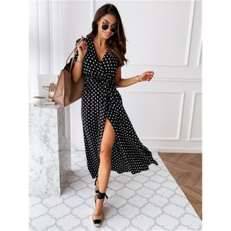 Damen Maxikleid mit schmeichelndem V-Ausschnitt und seitlicher Schlitze Sovae