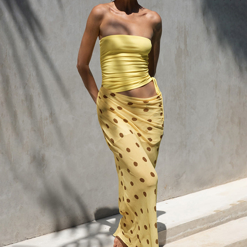 Damen Hipster Maxi-Rock mit gepunktetem Design Sovae