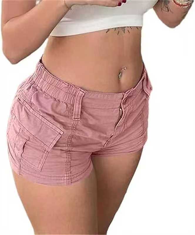 Damen Modische Cargo-Shorts mit elastischem Bund und praktischen Taschen Sovae