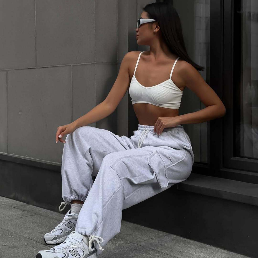 Damen Cargo-Hose mit weitem Schnitt und elastischem Bund Sovae