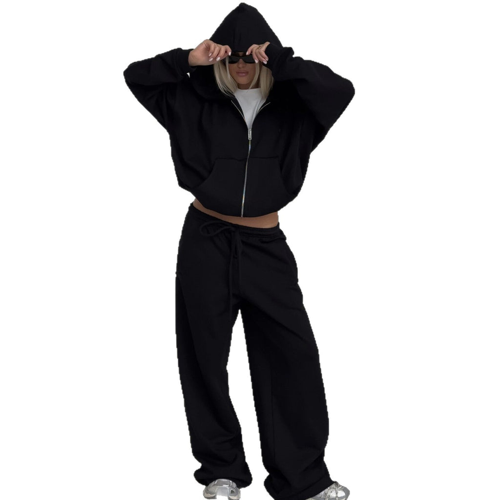 Damen Oversized Kapuzenpullover und lässige Freizeithose Set Sovae