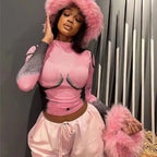 Damen Modisches Langarmshirt mit kreativem Grafikdesign Sovae