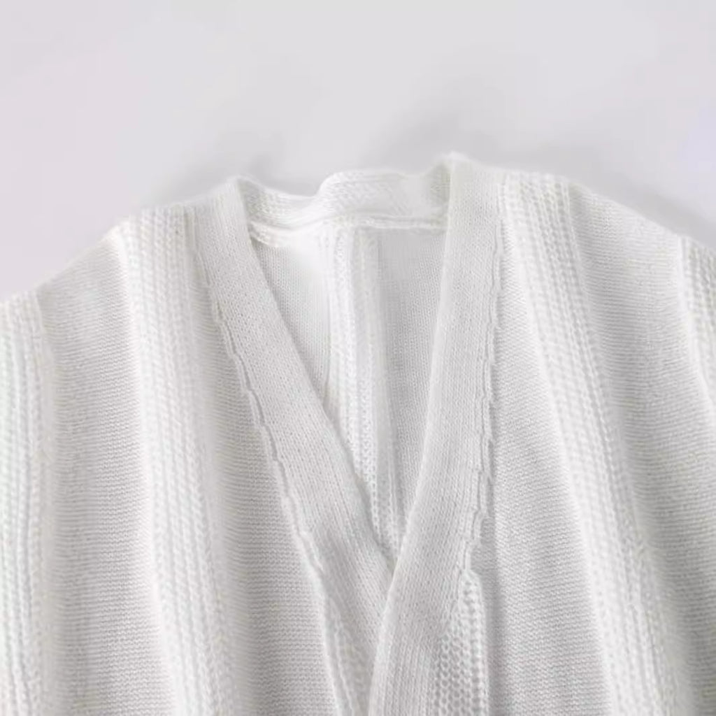 Damen lässiger Strickcardigan mit offenen Maschen und praktischen Taschen Sovae