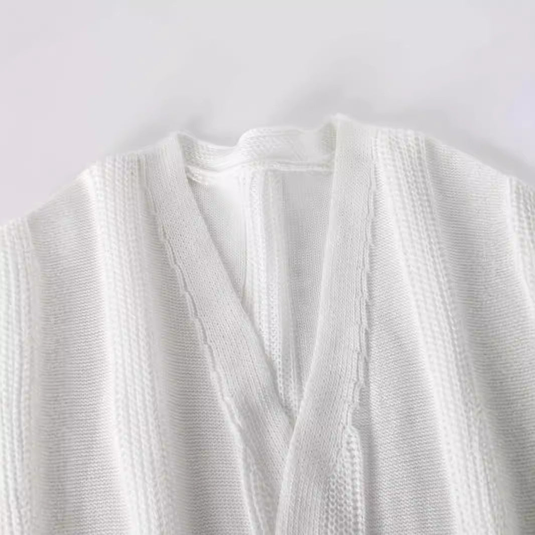 Damen lässiger Strickcardigan mit offenen Maschen und praktischen Taschen Sovae