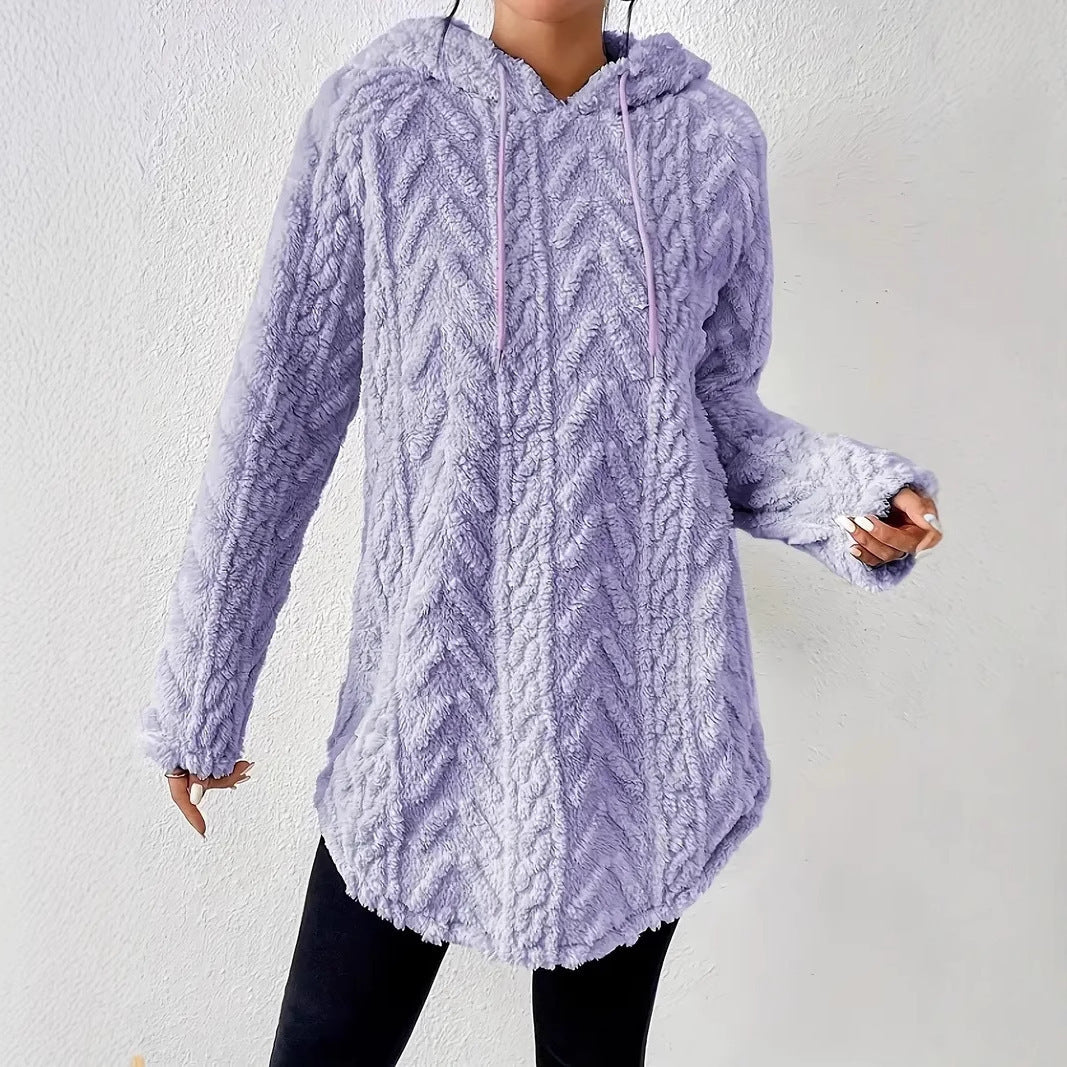 Damen Kuschelige Kapuzenjacke mit strukturiertem Fleece Sovae