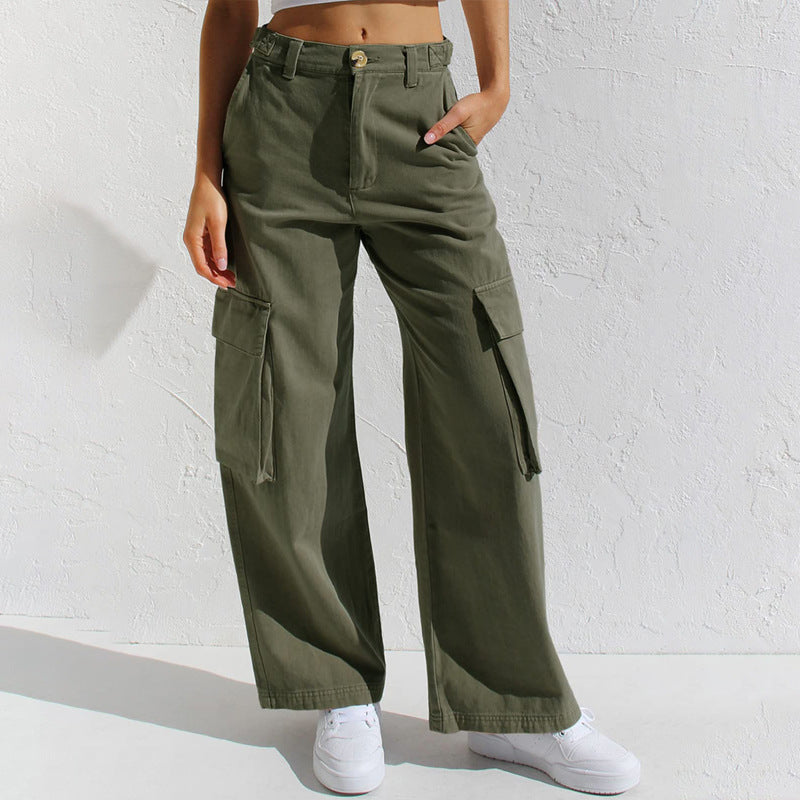 Damen Weit geschnittene Cargo-Hosen mit praktischen Taschen Sovae