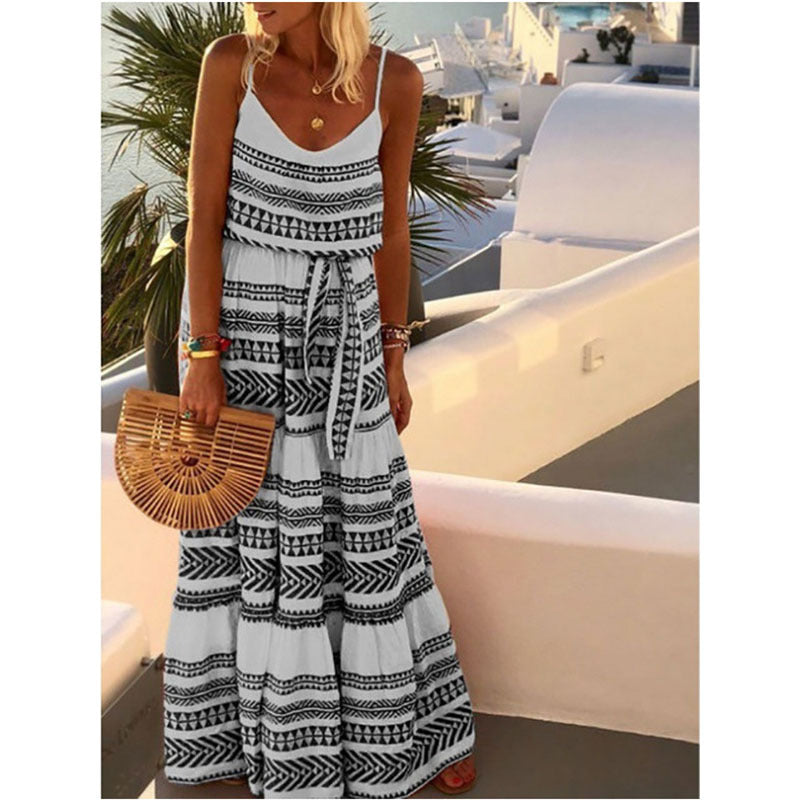 Damen Maxi-Strandkleid mit trendigem Mustermix Sovae