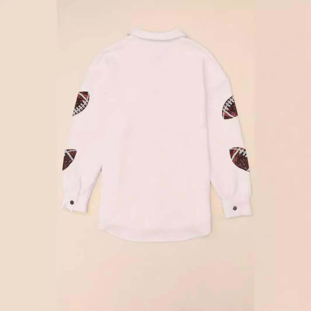 Damen Oversized Jacke mit Football-Design und praktischen Taschen Sovae