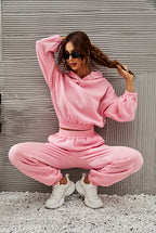 Damen bequeme Sweatpants mit Kapuze und Raffung Sovae