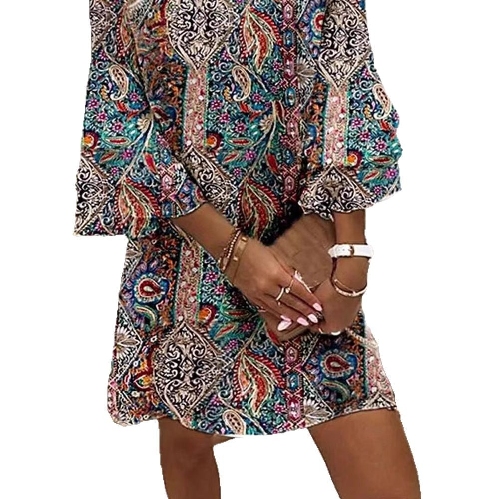 Damen Tunika-Kleid mit asymmetrischem Saum und voluminösen Ärmeln Sovae