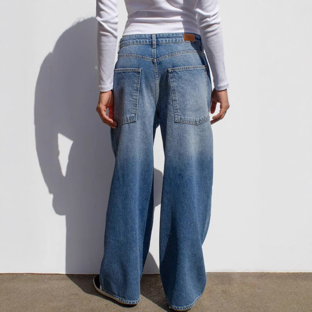 Damen Weite Jeans im Vintage-Stil Sovae