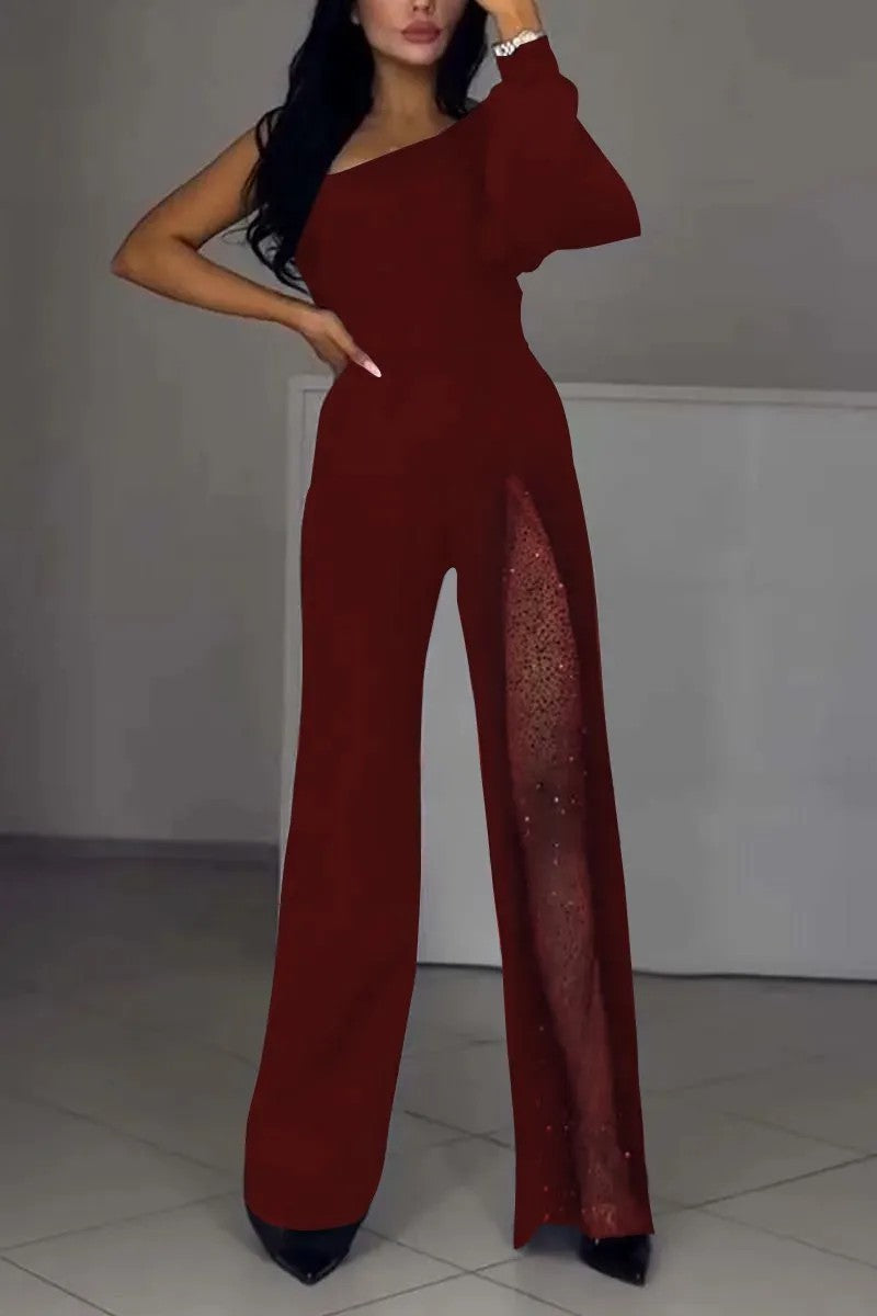 Damen Eleganter Jumpsuit mit funkelnden Elementen Sovae