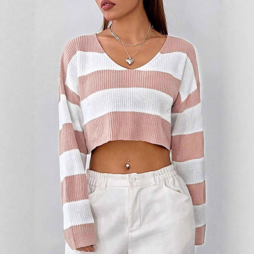 Damen Gemusterter Crop-Pullover Sovae