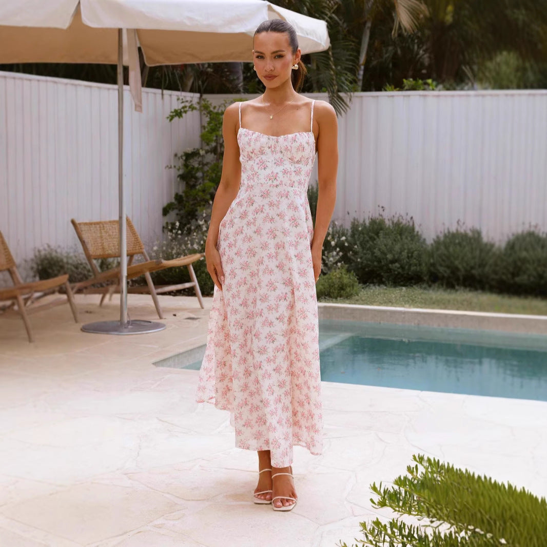 Damen Elegantes Maxikleid mit feinem Blumenmuster Sovae