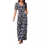 Damen Eleganter Langarm-Jumpsuit mit floralem Muster Sovae