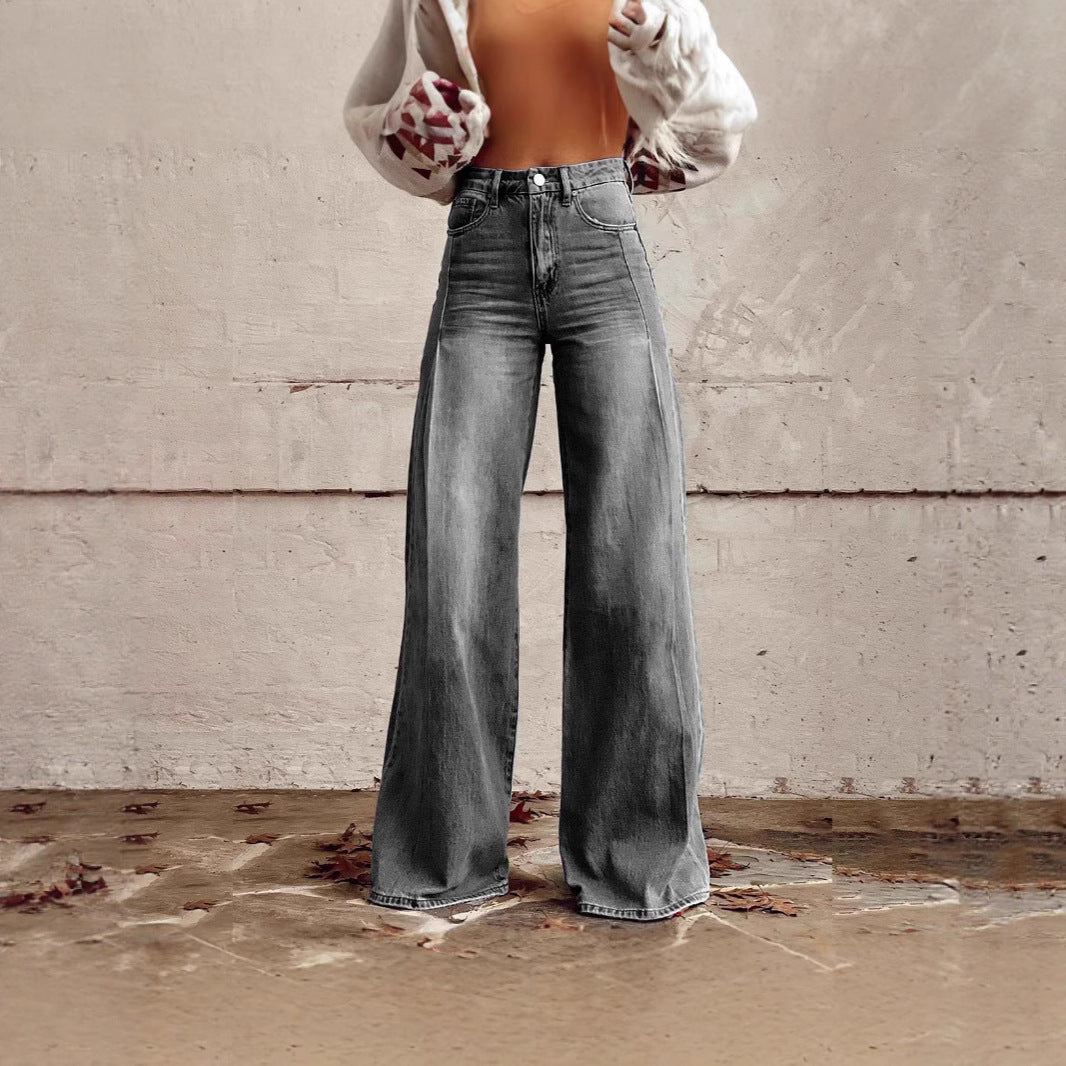 Damen Weit geschnittene High-Waist Jeans Sovae