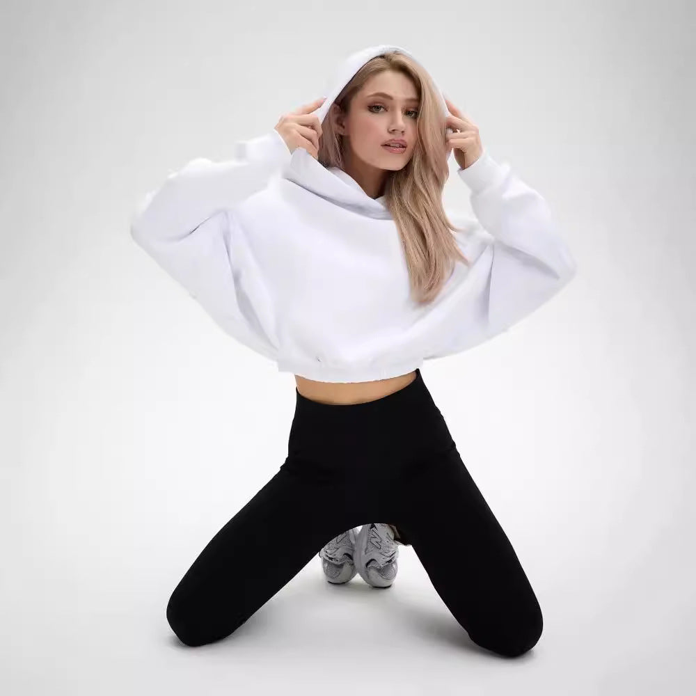 Damen modischer cropped Hoodie mit weitem Schnitt Sovae