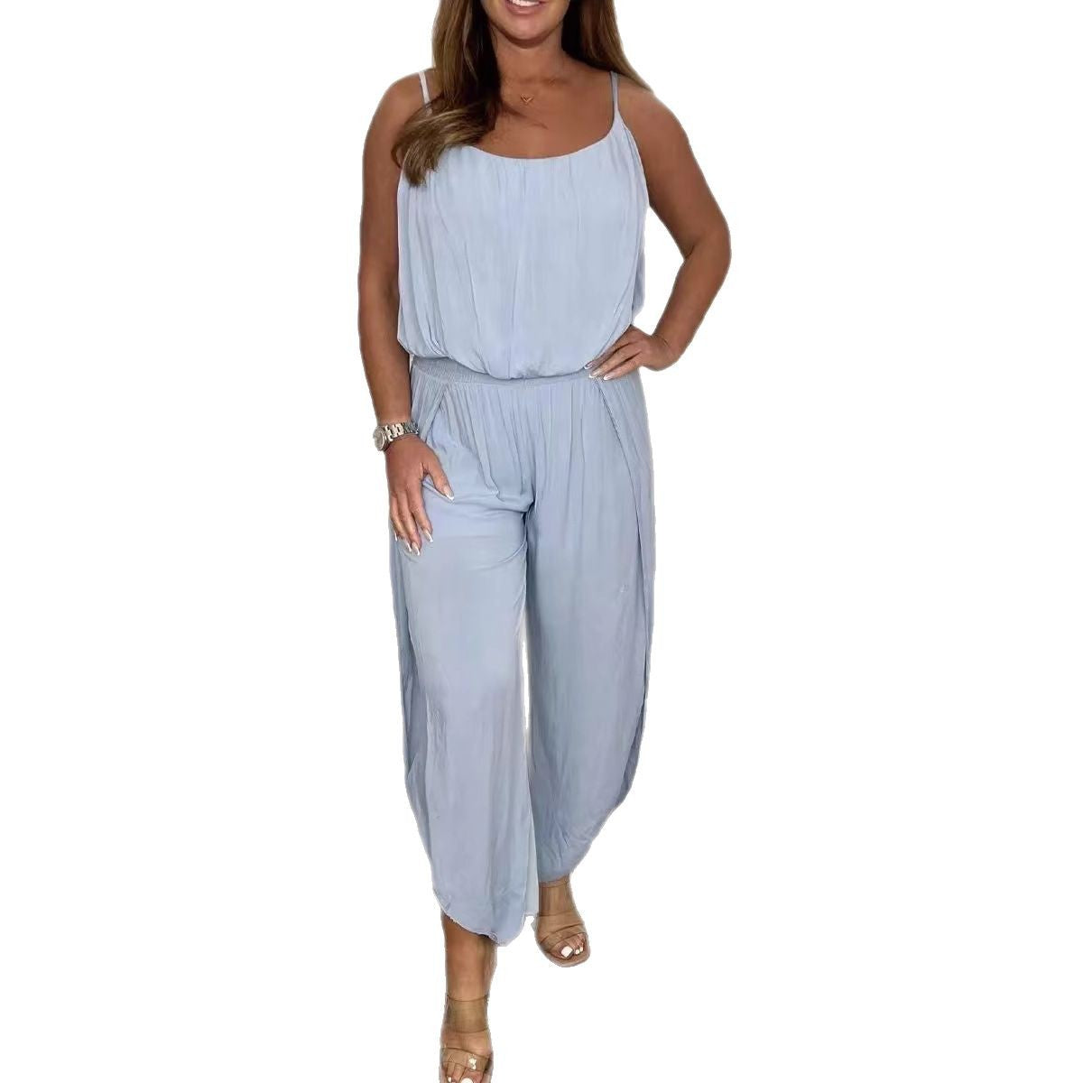 Damen Bequemer Jumpsuit mit weitem Bein Sovae