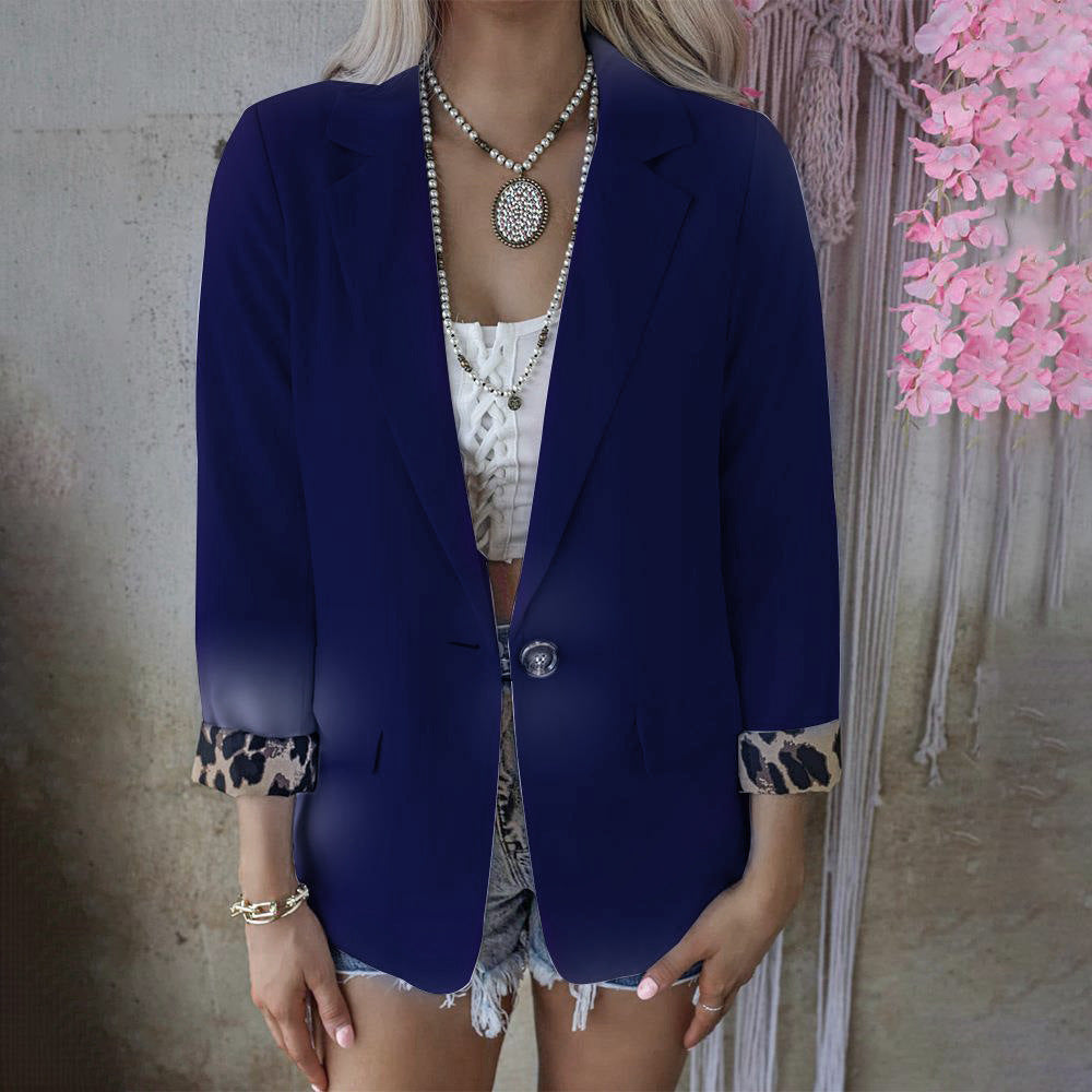 Damen modische Blazer mit tierischem Muster an den Ärmeln Sovae