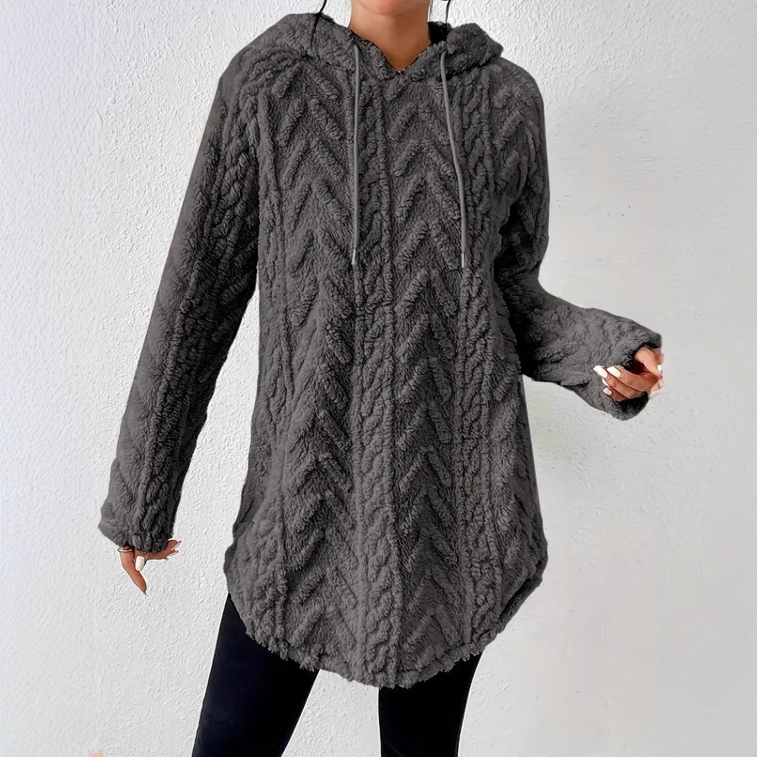 Damen Kuschelige Kapuzenjacke mit strukturiertem Fleece Sovae