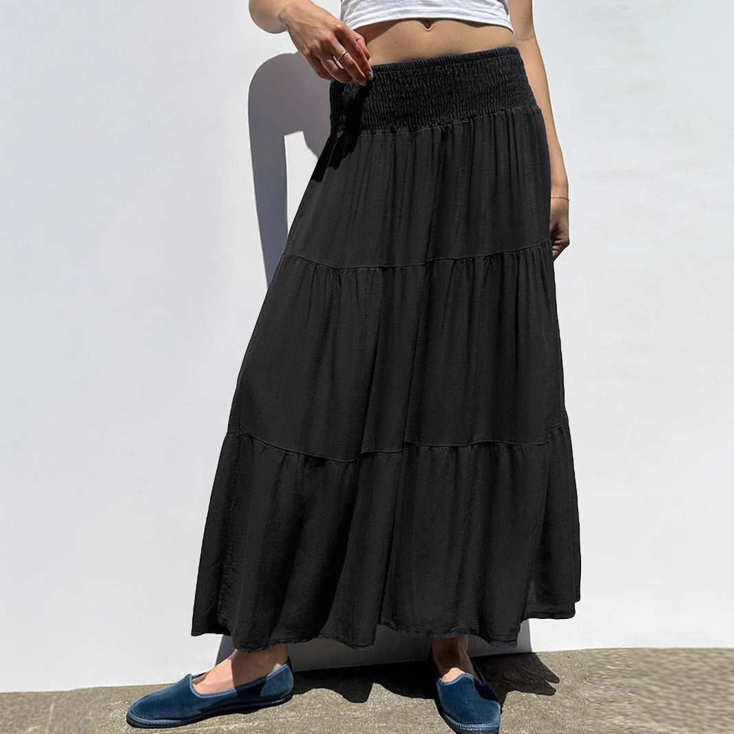 Damen Maxi-Rock mit voluminösem Schnitt und elastischem Bund Sovae