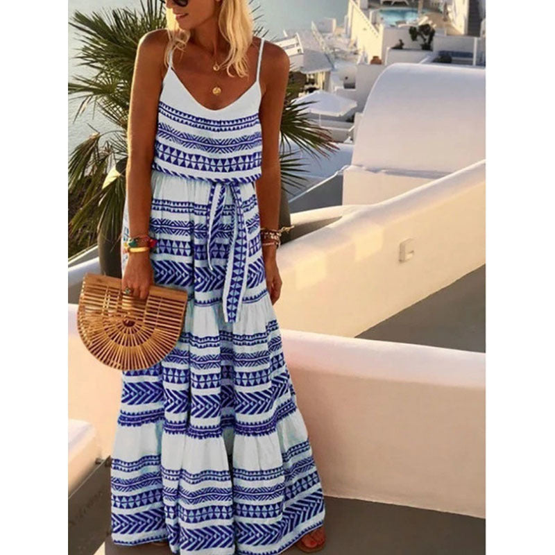 Damen Maxi-Strandkleid mit trendigem Mustermix Sovae