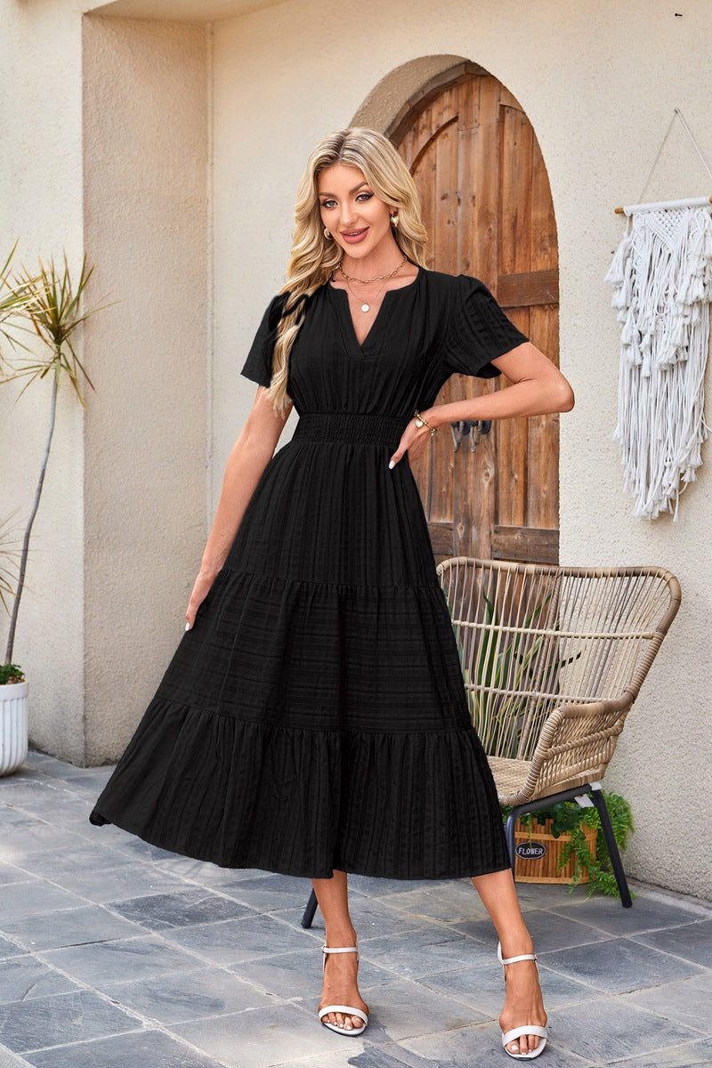 Damen Maxikleid mit voluminösem Rock Sovae
