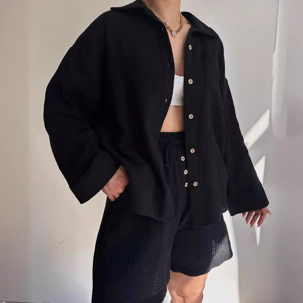 Damen lässige Strukturierte Hemdbluse Sovae