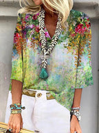 Damen Bluse mit floralem Design und lässigem Schnitt Sovae