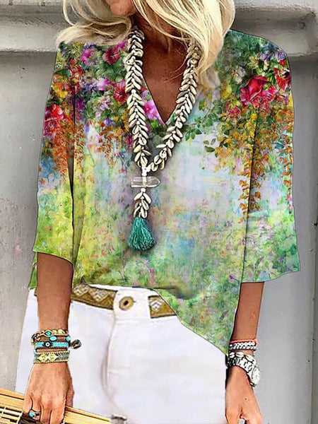 Damen Bluse mit floralem Design und lässigem Schnitt Sovae