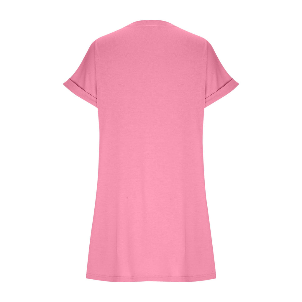 Damen lässiges Taschen T-Shirt Kleid Sovae
