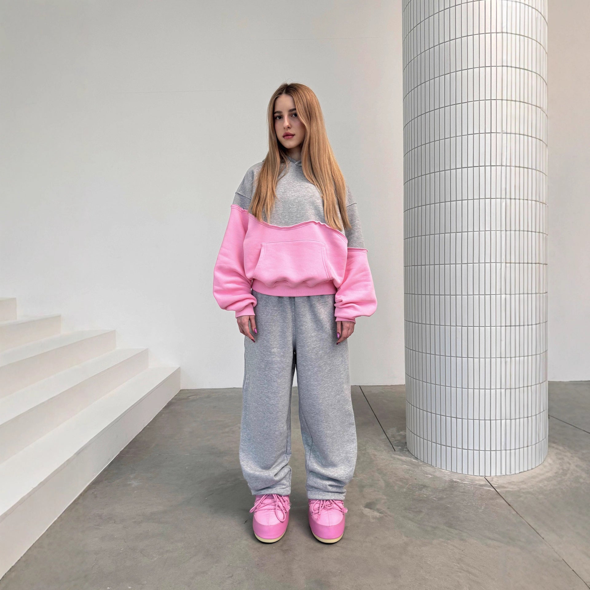 Damen sportliches Freizeit-Loungewear-Set mit kontrastierenden Einsätzen Sovae
