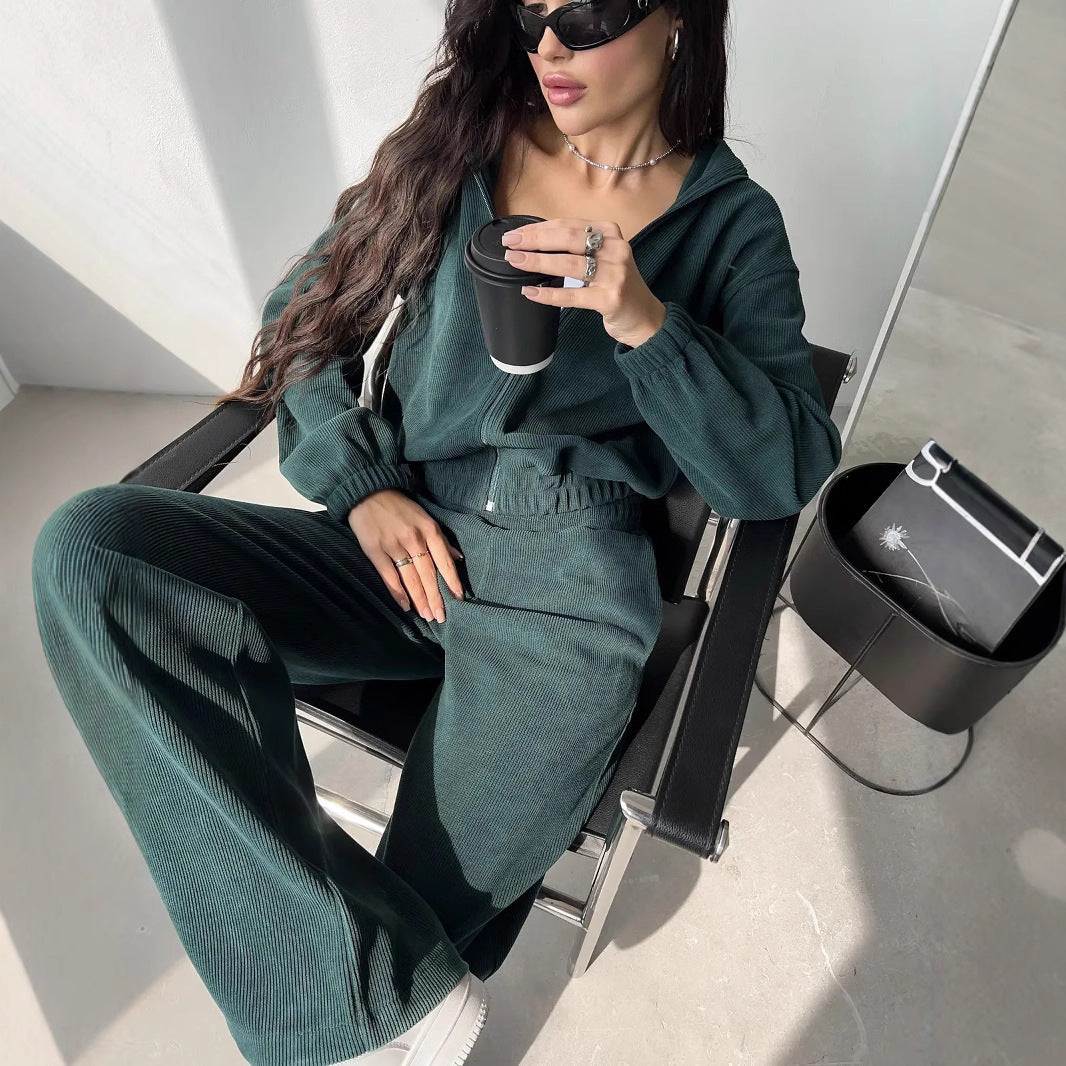 Damen cropped Kapuzenpullover aus geripptem Material Sovae