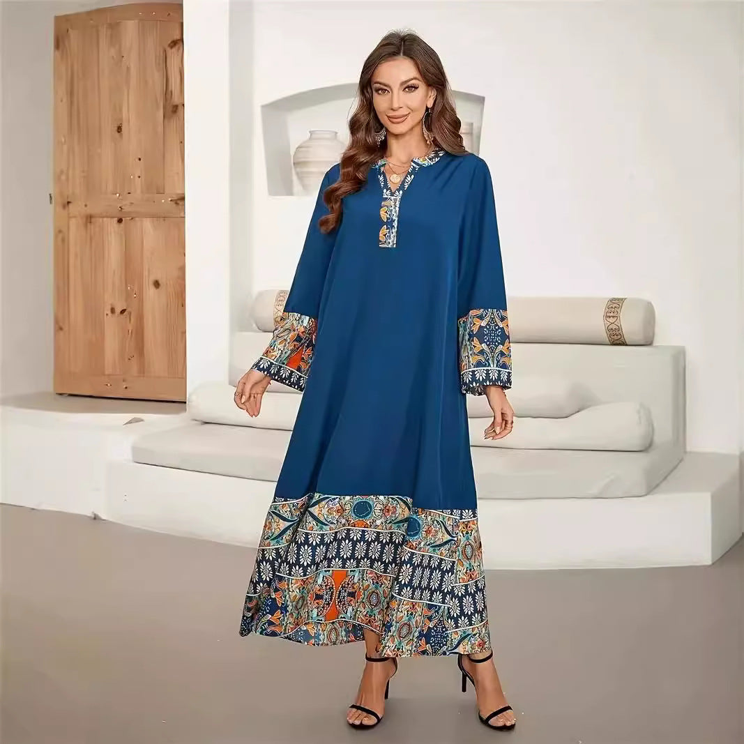Damen boho-inspiriertes Maxidress mit bunten Paneelen Sovae