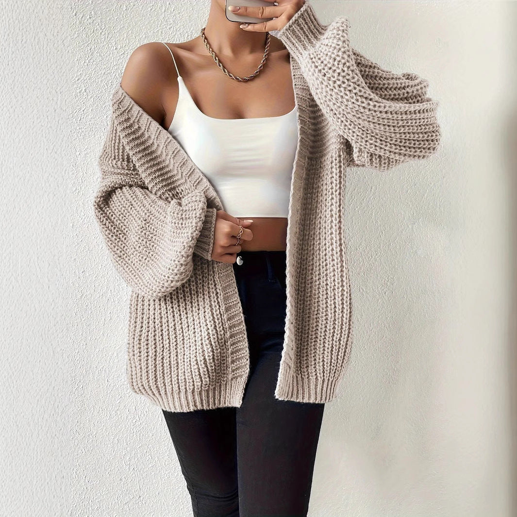 Damen lässige Strickjacke mit oversized Schnitt und weichem Material Sovae