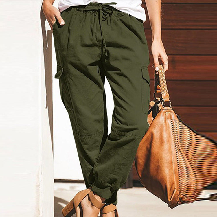 Damen Cargo-Hose mit elastischem Bund und praktischen Taschen Sovae