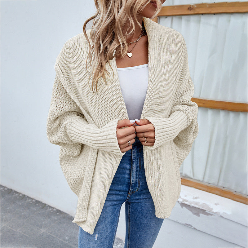 Damen Strickjacke mit offenem Schnitt und voluminösen Ärmeln Sovae