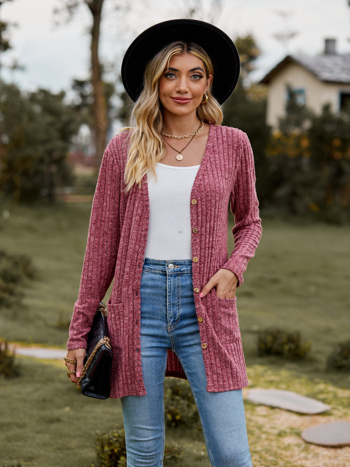 Damen Strickjacke mit strukturiertem Muster und praktischen Taschen Sovae 1753970709