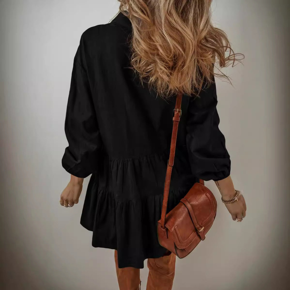 Damen lässiges Hemdblusenkleid Sovae